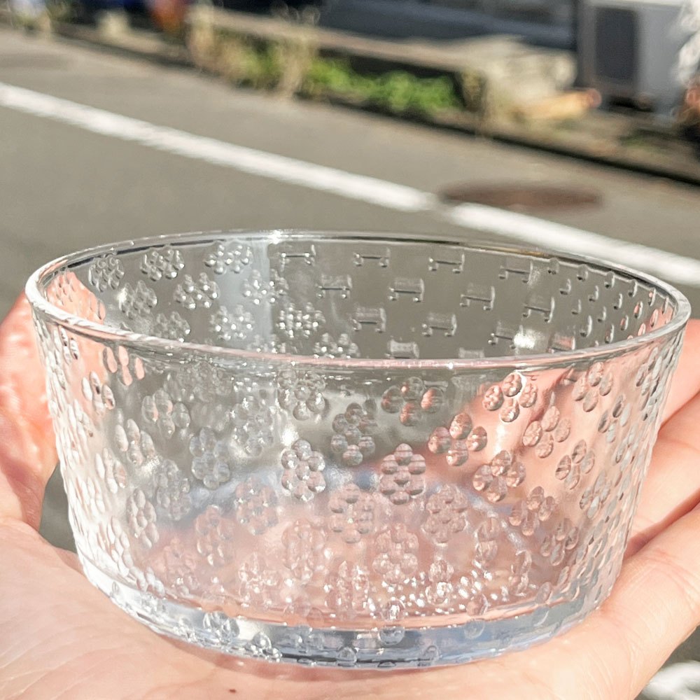 ヌータヤルヴィ Nuutajarvi ツンドラ Tundra グラス ボウル オイバ・トイッカ Oiva Toikka 1970s ビンテージ フィンランド 北欧食器 B ◇