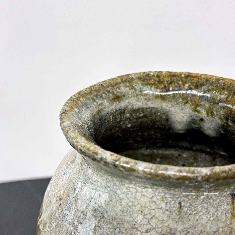 八田亨 花器 花瓶 フラワーベース 陶器 穴窯 薪窯 現代作家 日本 国産 H18.5cm ◎