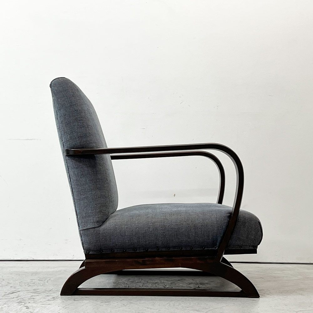 ジャパンビンテージ Japan Vintage ラウンジチェア  1Ｐソファ ナラ材 ソリ脚 ファブリック 北欧ナチュラル Ｂ ●