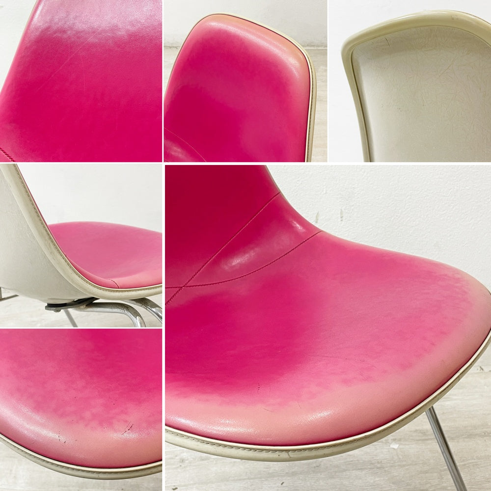 ハーマンミラー Herman Miller サイドシェルチェア サード 3rdビンテージ PVCレザー FRP製 スタッキングベース イームズ A ●