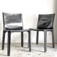 カッシーナ Cassina キャブチェア 412 CAB CHAIR アームレス 本革 ブラック マリオ・ベリーニ MoMA イタリアンモダン B ■
