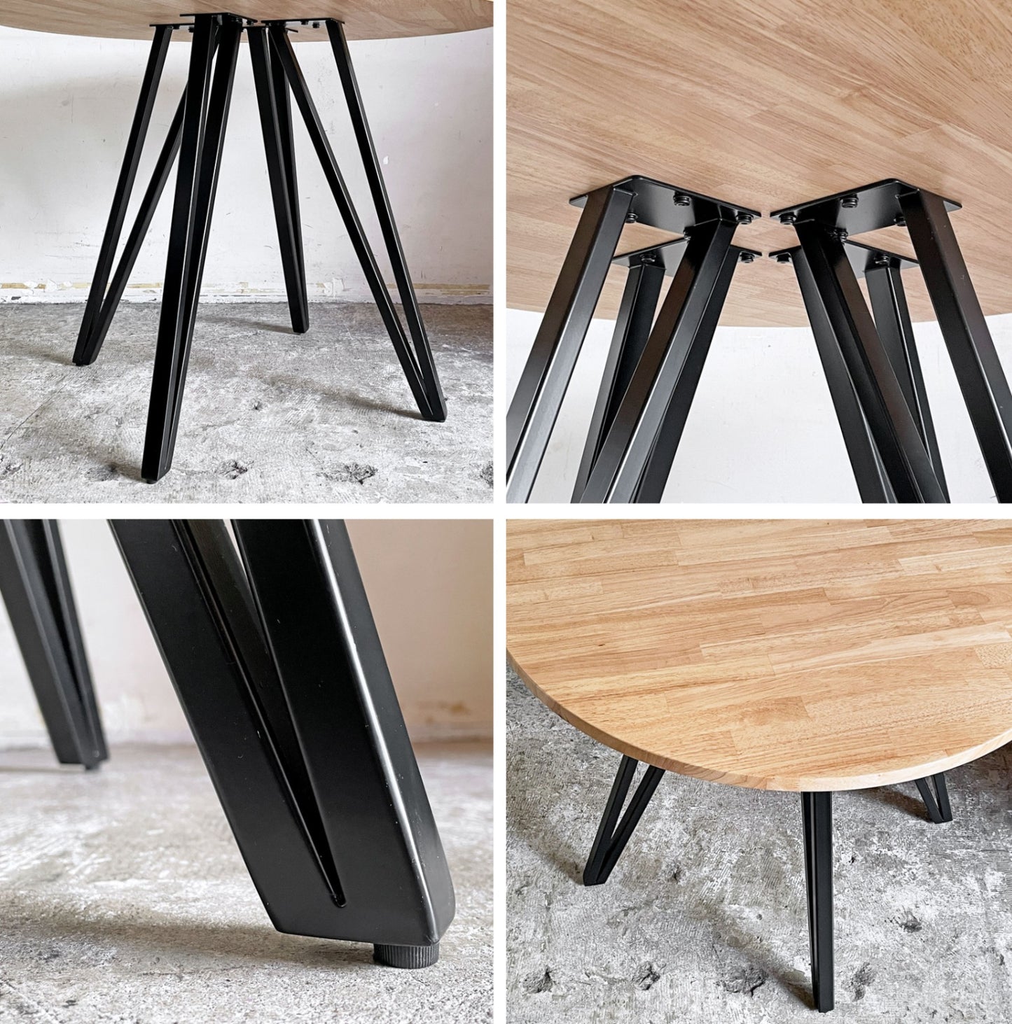 かなでもの KANADEMONO ザ・カフェテーブル THE CAFE TABLE ラバーウッド ラウンド Φ90cm スチール ナチュラル × ブラック ■