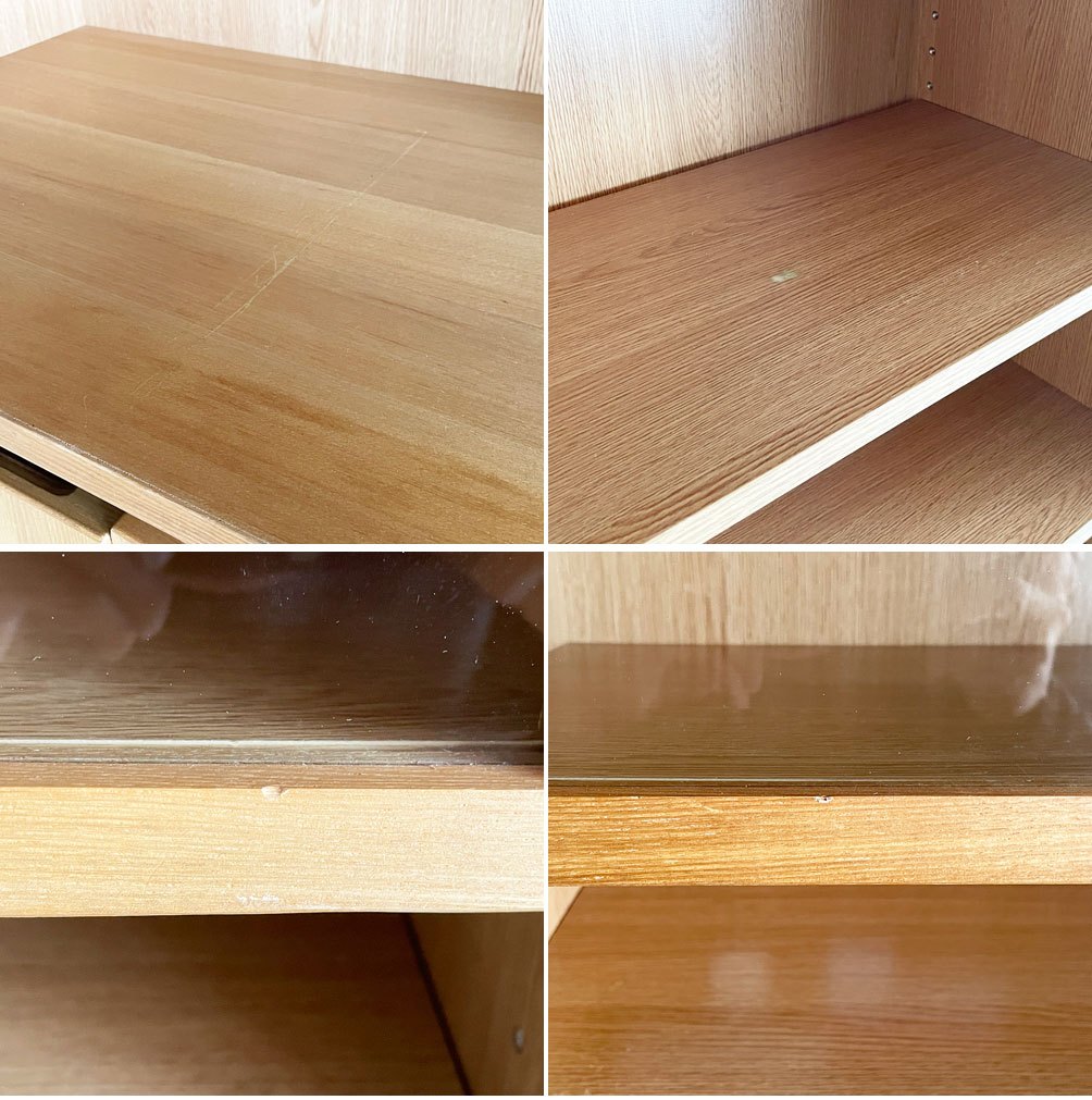 無印良品 MUJI 木製カップボード レンジボード キッチンボード キャビネット タモ材 ワゴン付き オープンタイプ 廃番 ■
