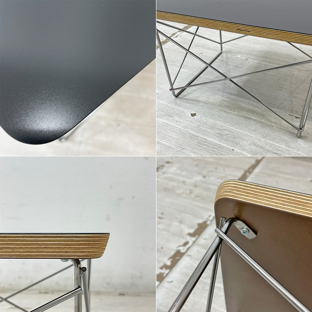 ハーマンミラー Herman Miller LTRT ワイヤーベース ローテーブル メラミントップ C&R イームズ ブラック ミッドセンチュリー 証明書・箱付き 美品 ●