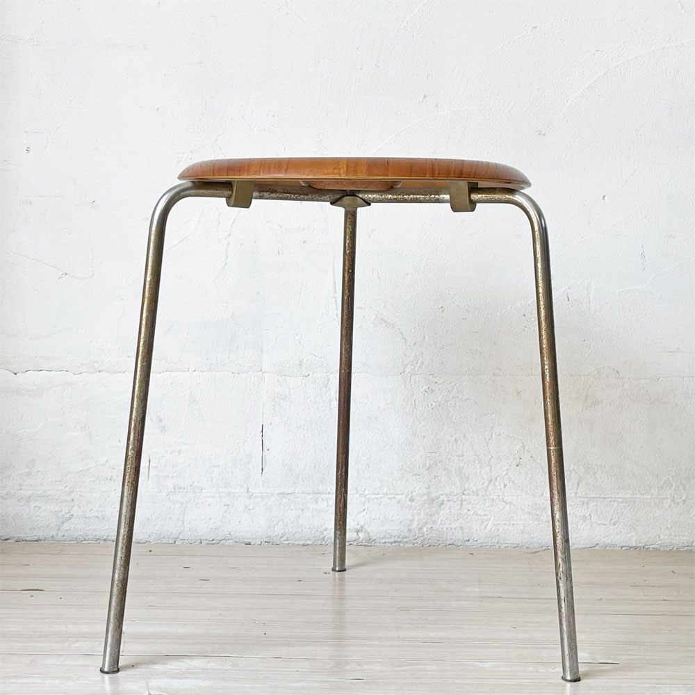 フリッツハンセン Fritz Hansen ビンテージ 3170 ドットスツール 3本脚 チーク材 アルネ・ヤコブセン Arne Jacobsen デンマーク 北欧家具 ★