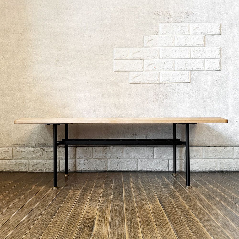 モモナチュラル MOMO Natural ヴィボ VIBO LOW TABLE EDGE TOP ローテーブル W102cm アルダー材 × スチール脚 BS LEG 40 オーダー仕様 ◎