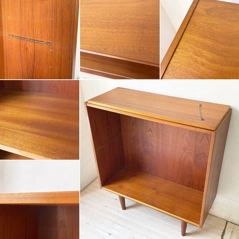 北欧ビンテージ Scandinabian Vintage チーク材 1列2段 ブックシェルフ サイドシェルフ 店舗什器 北欧家具 ★