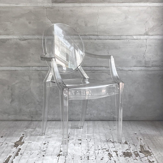 カルテル Kartell ルイゴースト LouisGhost アームチェア クリスタル スタッキング フィリップ・スタルク Philippe Starck イタリア 現状品 ♪