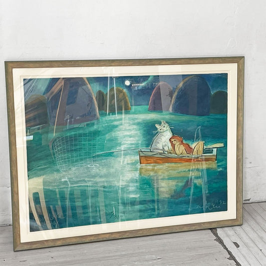 マイケル・ルー Michael Leu ムーンレイク・フィッシング Moon Lake Fishing アートポスター シルクスクリーン 直筆サイン 額装 エディション有り ★