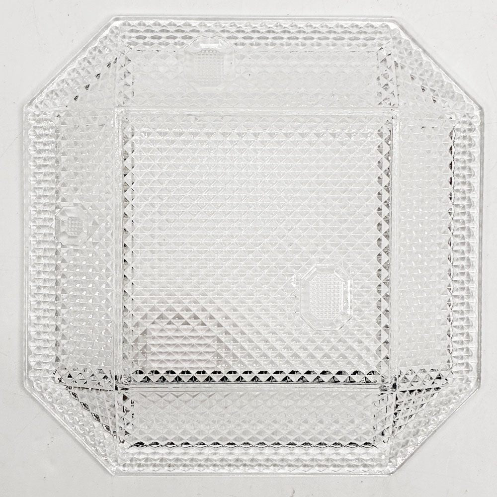 バカラ Baccarat パンピーユ Pampille  スクエアプレート ジュエリートレイ 小皿 クリスタルガラス 廃番 箱付き ●