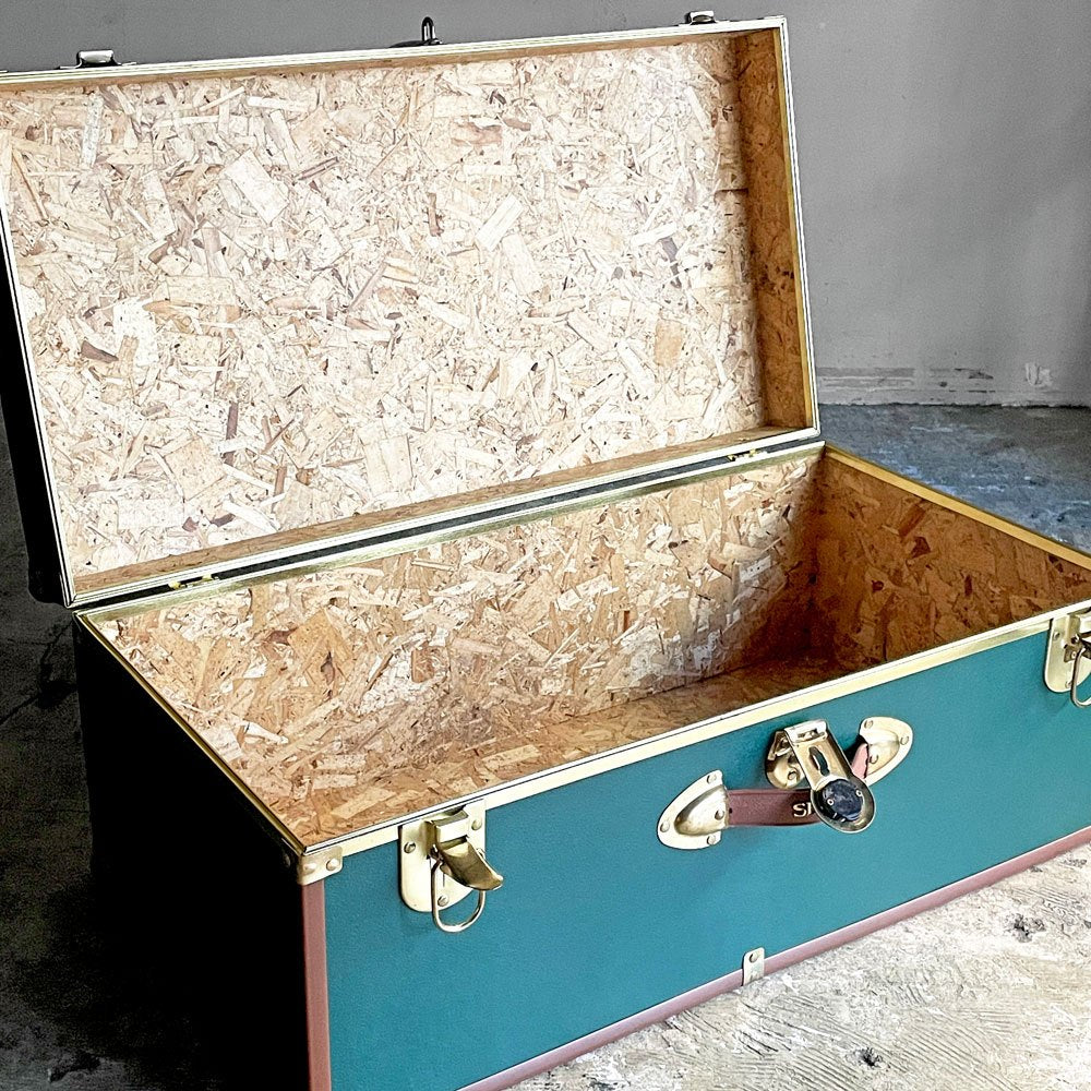 スワード トランク Seward Trunk トランクボックス ビニールレザー グリーン ゴールド 鍵付き 収納 アメリカ ■