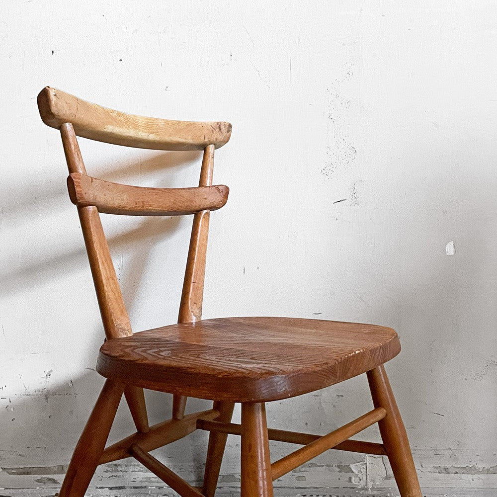 アーコール Ercol ダブルバックチェア キッズチェア イエロードット 黄色 スタッキング エルム材 UKビンテージ Vintage 英国家具 ■