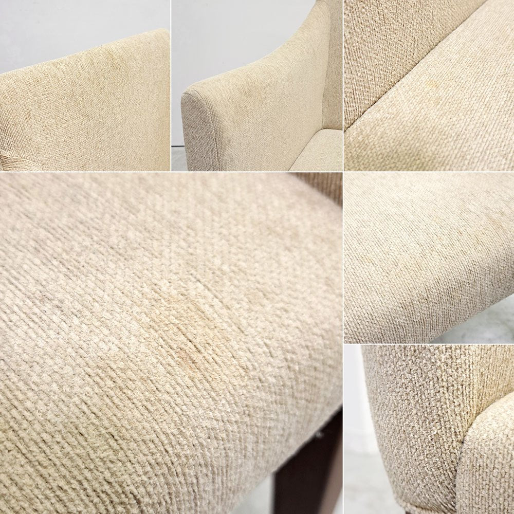 アクタス ACTUS ファイン2 FINE2 ダイニングチェア アームチェア ウォールナット材 ファブリックシート ホワイトベージュ系 張り座 ナチュラルモダン 廃番 A ●