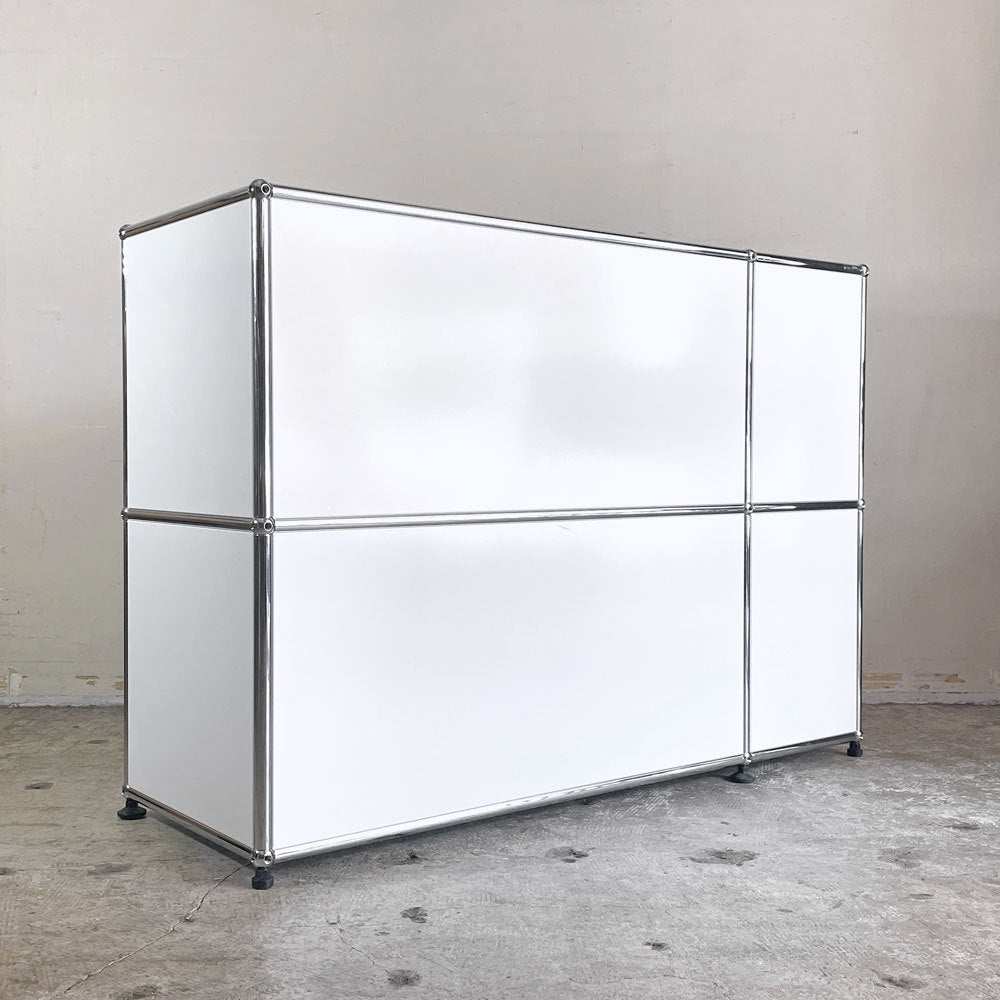 USMハラー USM Haller モジュラーファニチャー Modular Furniture ハラーシステム キャビネット シェルフ 本棚 2列2段 ホワイト スイス ■