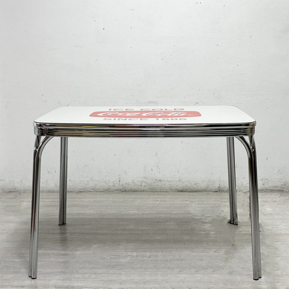 コカ・コーラ Coca Cola ダイナーテーブル Uシリーズ Coke Diner Table U Series PJ-1150D W115cm ガラストップ 50sビンテージスタイル 店舗什器 US ●