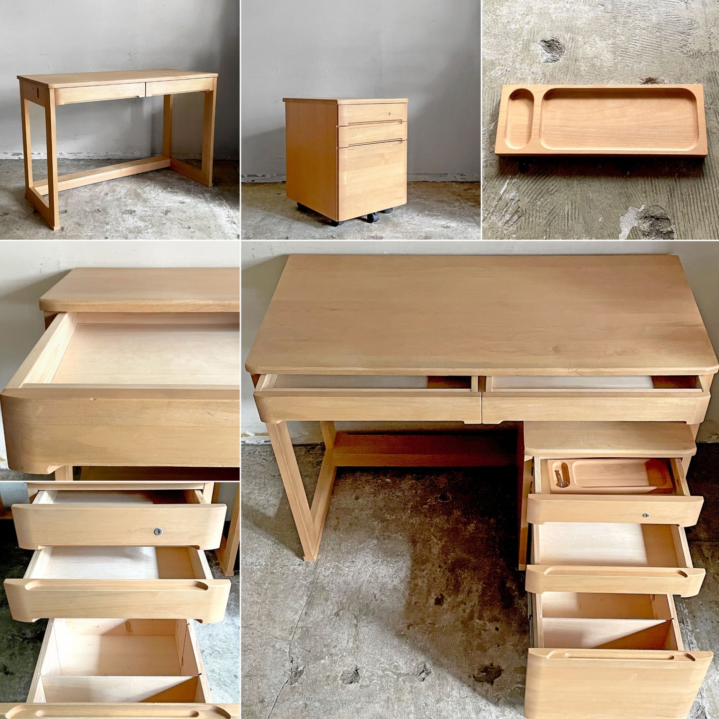 アクタス ACTUS アクタスキッズ エコレ ECOLE デスク＆サイドチェスト 2点セット W110cm アルダー材 ■