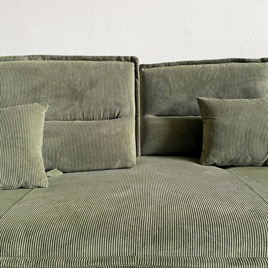 関家具 グランパ Granpa 2.5人掛けソファ 背もたれ前後スライド式 W165cm コーデュロイ グリーン クッション付 〓