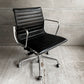 ハーマンミラー Herman Miller イームズアルミナムグループ マネジメントチェア アルミバフベース ガス圧昇降 5本脚キャスター 本革 レザー ブラック ♪