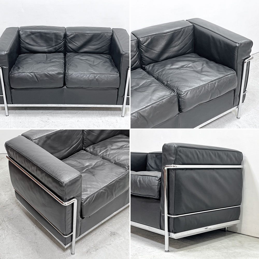 カッシーナ Cassina LC2 ソファ 2シーター ポリエステルパッディング仕様 クローム  ル・コルビジェ ピエール・ジャンヌレ シャルロット・ペリアン MoMA 名作 ●
