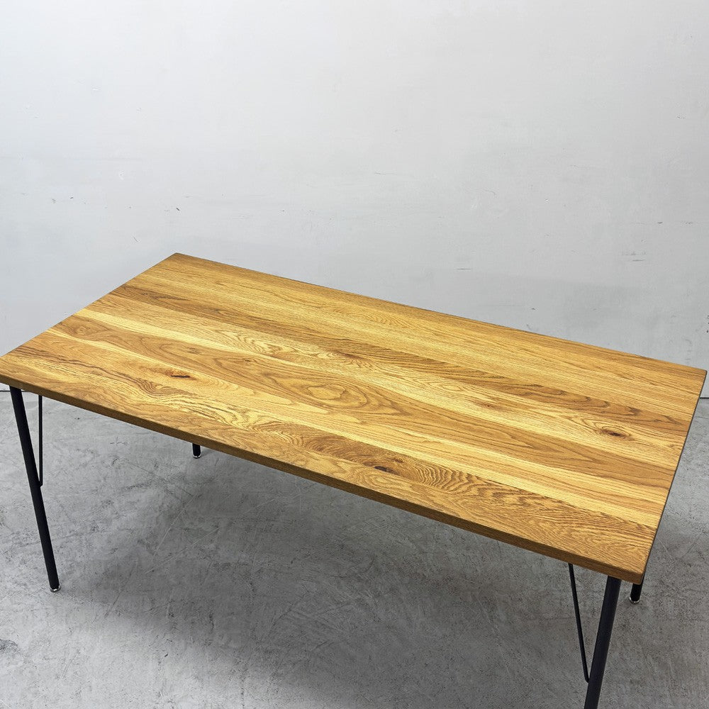 ニコアンド ファニチャーアンドサプライ niko and ... FURNITURE & SUPPLY ホワイトオークシリーズ ダイニングテーブル オーク無垢材 アイアン W155cm ●