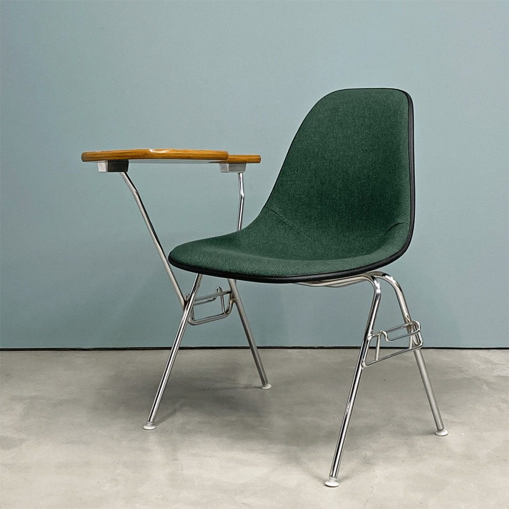 ハーマンミラー Herman Miller サイドシェルチェア セカンド 2nd ビンテージ アプホルスター スクールベース 肘掛けテーブル付 イームズ ミッドセンチュリー B ◎