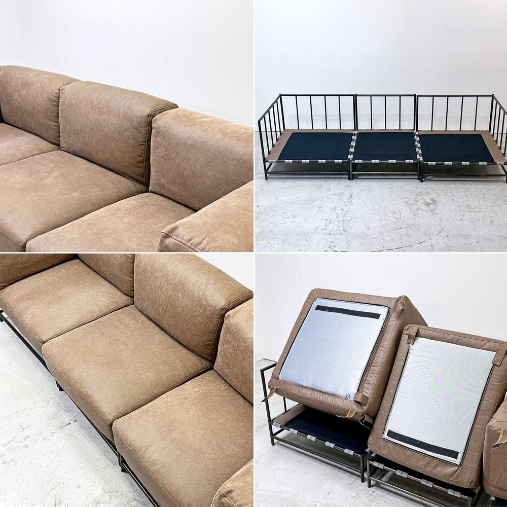 ジャーナルスタンダードファニチャー j.s.F ラバルセクショナルソファ LAVAL SECTIONAL SOFA 3Pソファ スチール レザー調ファブリック 工業系 ●
