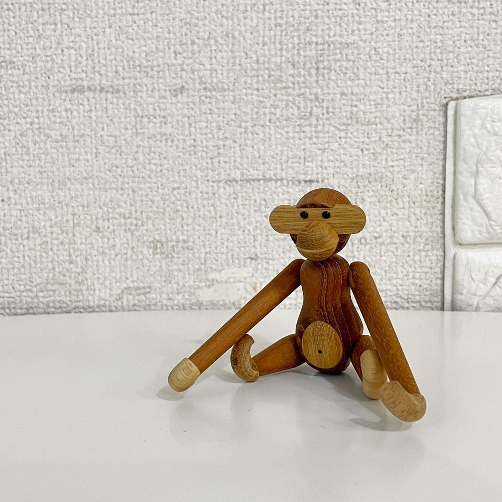 カイボイスン KAY BOJESEN DENMARK モンキー Monkey ミニ チーク 木製オブジェ H9.5cm サンタキャップ付 デンマーク 北欧雑貨 合計定価￥19,250- ◎