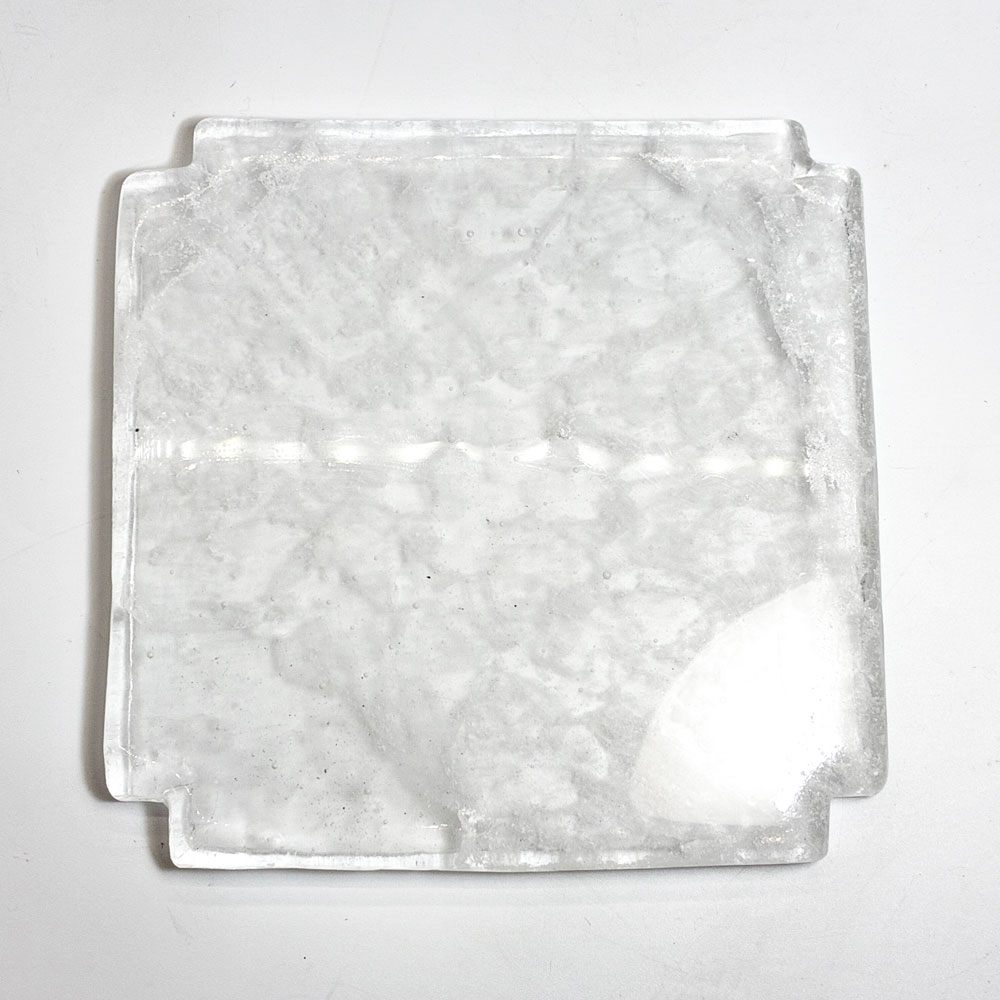能登朝奈 Asana Noto スクエアプレート パート・ド・ヴェール ガラス 平皿 約14.5×14.5cm 現代作家 美品 B ★