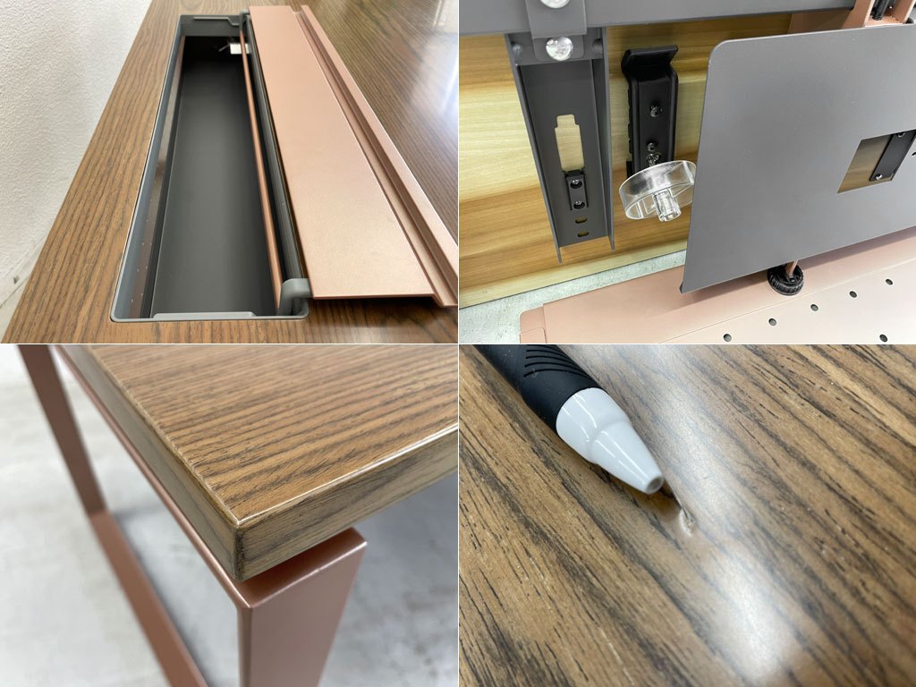 スチールケース Steelcase フレームワン frameone デスク＋鍵付きキャビネット オフィス家具 キャスター W180cm 〓