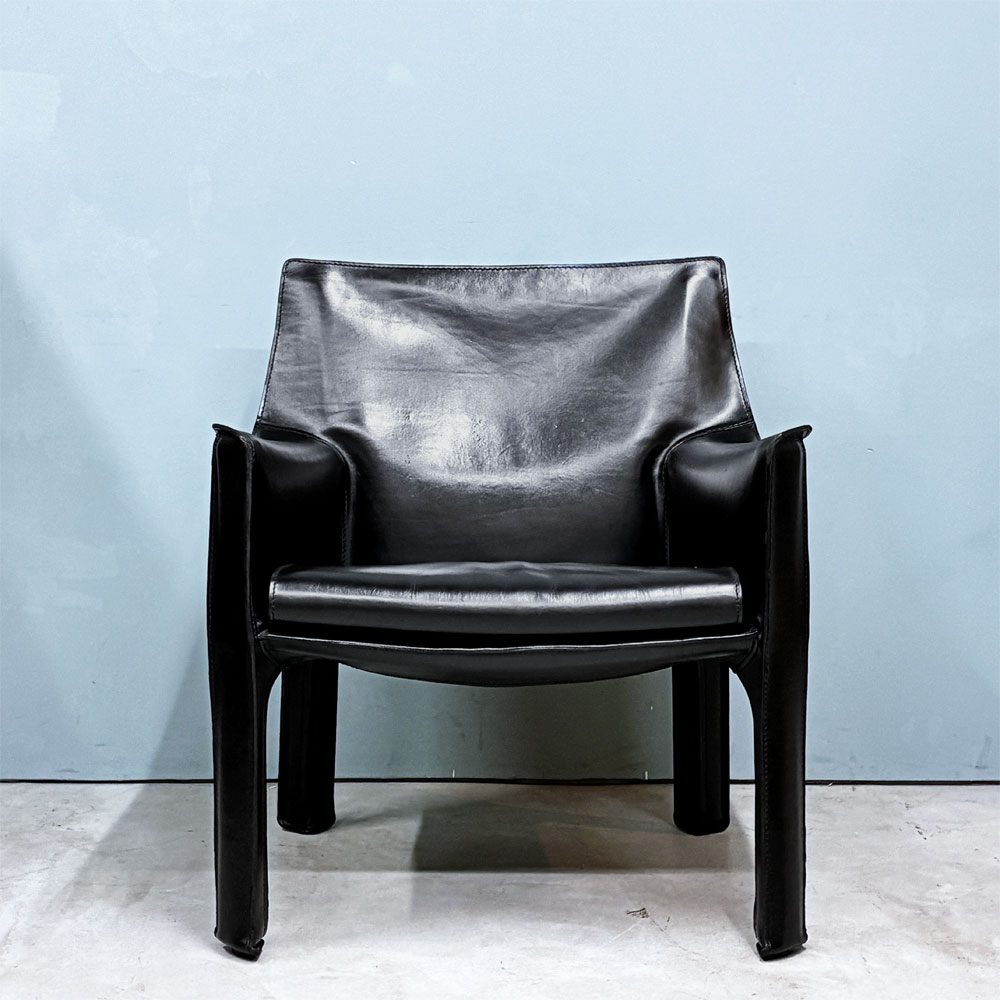 カッシーナ Cassina 414 CAB ラウンジチェア アームチェア 1シーター キャブチェア 本革 マリオ・ベリーニ 参考価格約65万 ◎