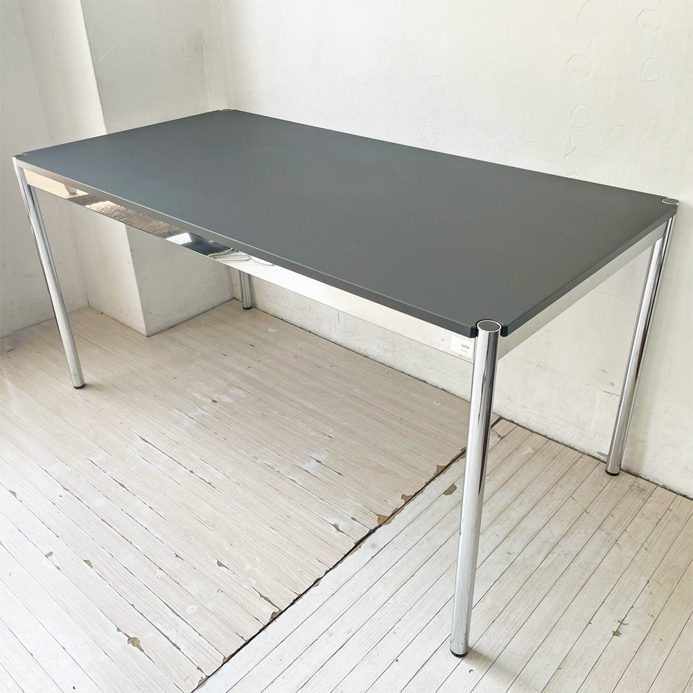 USMモジュラーファニチャー USM Haller USMハラーテーブル ワーキングデスク ダイニング チャコールリノリウム アジャスター 高さ調整機能付 スイス B★