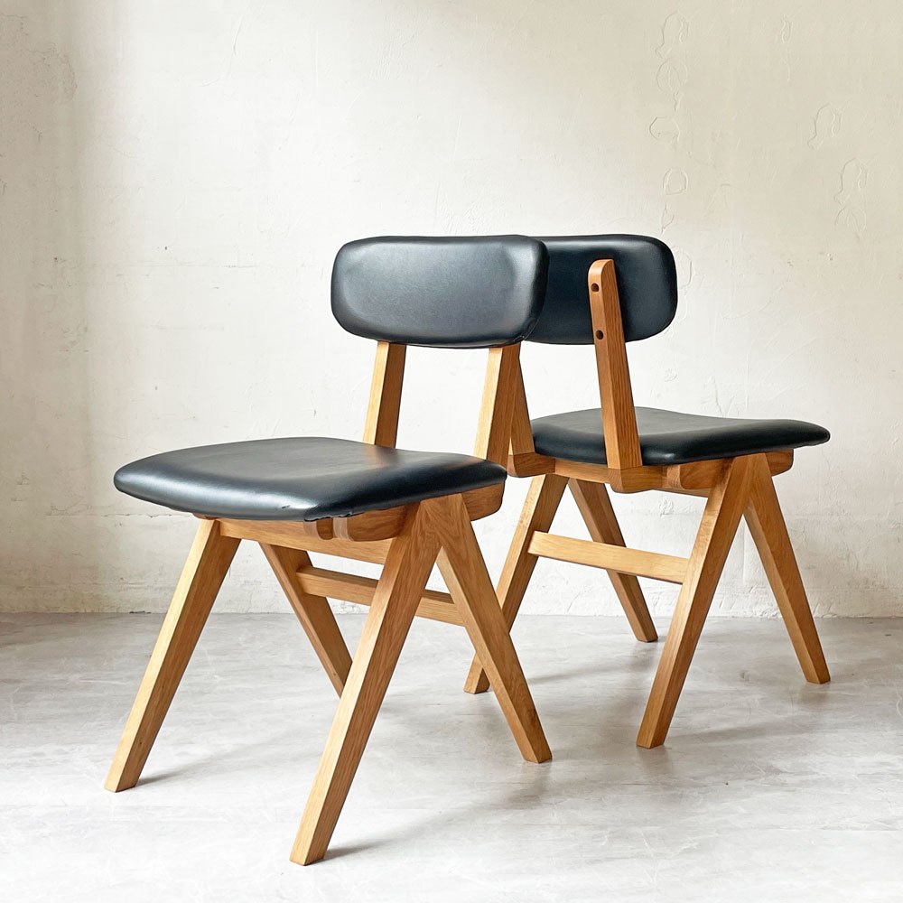 ドアーズリビングプロダクツ DOORS LIVING PRODUCTS ボシー BOTHY Mountain Leg Chair ダイニングチェア PVCレザー オーク無垢材 コンパスレッグ ★