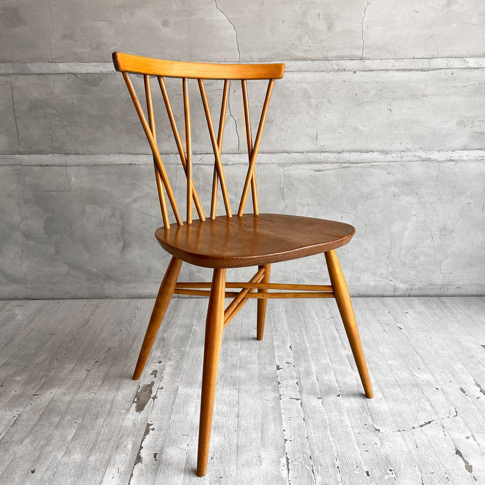 アーコール Ercol クロスバックチェア エックスバック ラティスドチェア エルム材 UKビンテージ Vintage 英国家具 ♪