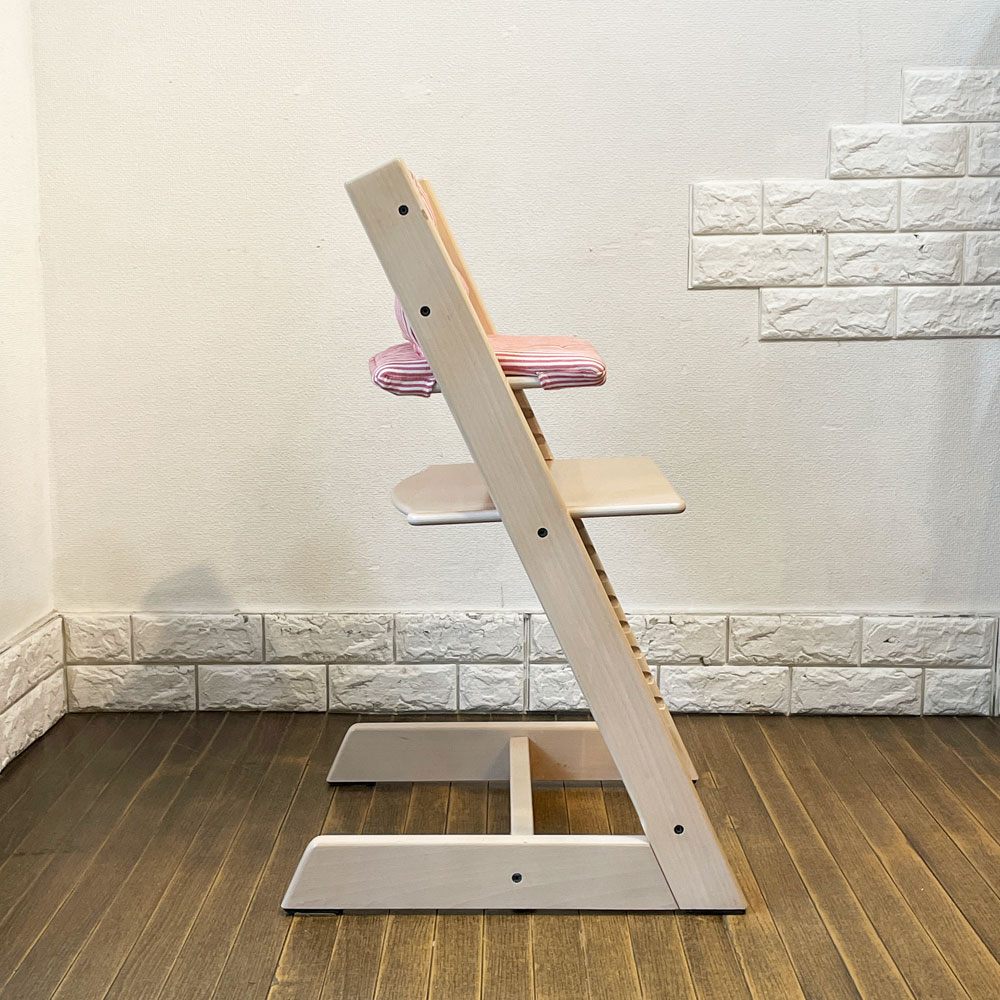 ストッケ STOKKE トリップトラップ TRIPP TRAPP ベビーチェア キッズチェア プラスチックガード＆背もたれ・座クッション&延長グライダー付き S/N6～ 北欧 ノルウェー ◎