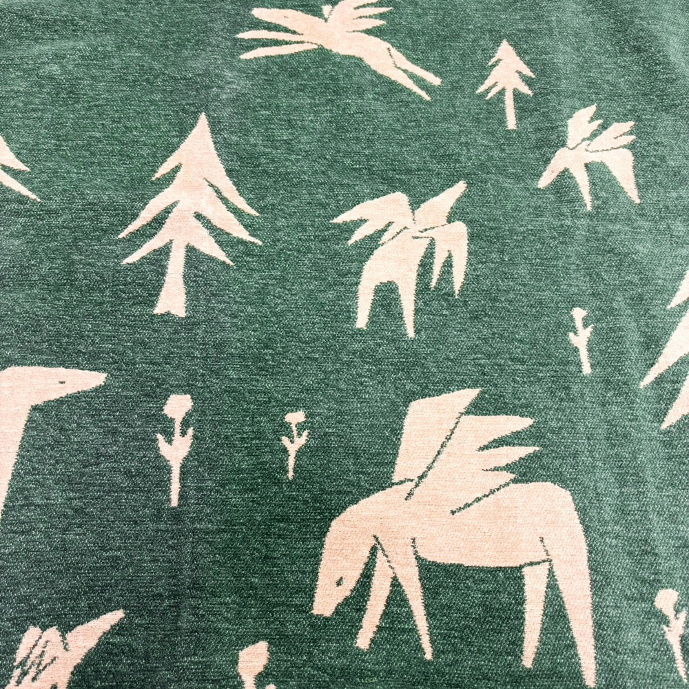 クリッパン KLIPPAN × ミナペルホネン mina perhonen シュニールコットン シングルブランケット horses go to the moon 140×180cm グリーン×ピンク ●