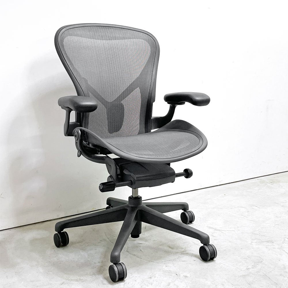 ハーマンミラー Herman Miller アーロンチェア デスクチェア リマスタード ライト Bサイズ グラファイトベース ビル・スタンフ ＆ ドン・チャドウィック ポスチャーフィット B ●