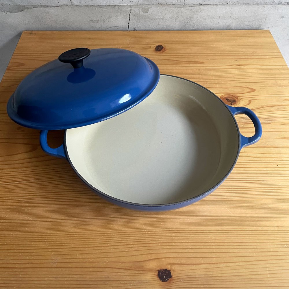ルクルーゼ LE CREUSET ビュッフェキャセロール 26cm 両手鍋 鋳物 ハーモニックブルー フランス 廃番 ♪