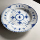 ロイヤルコペンハーゲン ROYAL COPENHAGEN ブルーフルーテッド ハーフレース ディーププレート 25.5cm 深皿 丸皿 陶器 北欧食器 廃番 美品 A ♪