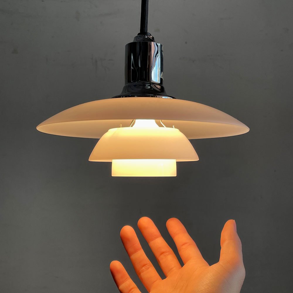 ルイスポールセン Louis Poulsen PH2/1 Pendant ペンダントライト 乳白ガラス シルヴァークローム Φ20cm ポール・ヘニングセン 定価112,200円 C ■