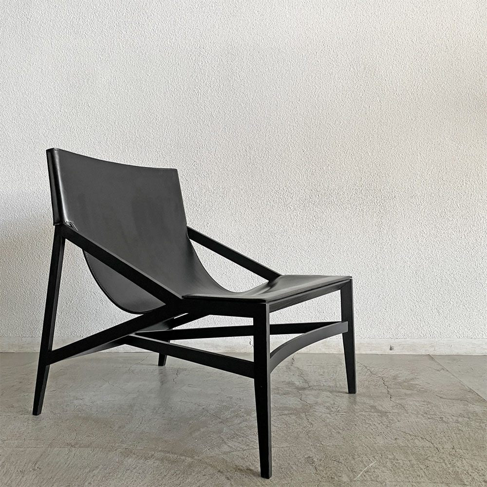 カッシーナ Cassina グランドツアー Grand Tour ピロッタ 470 PILOTTA ラウンジチェア レザーシート ブラック ロドルフォ・ドルドーニ 参考価格33万円 廃番 A 〓