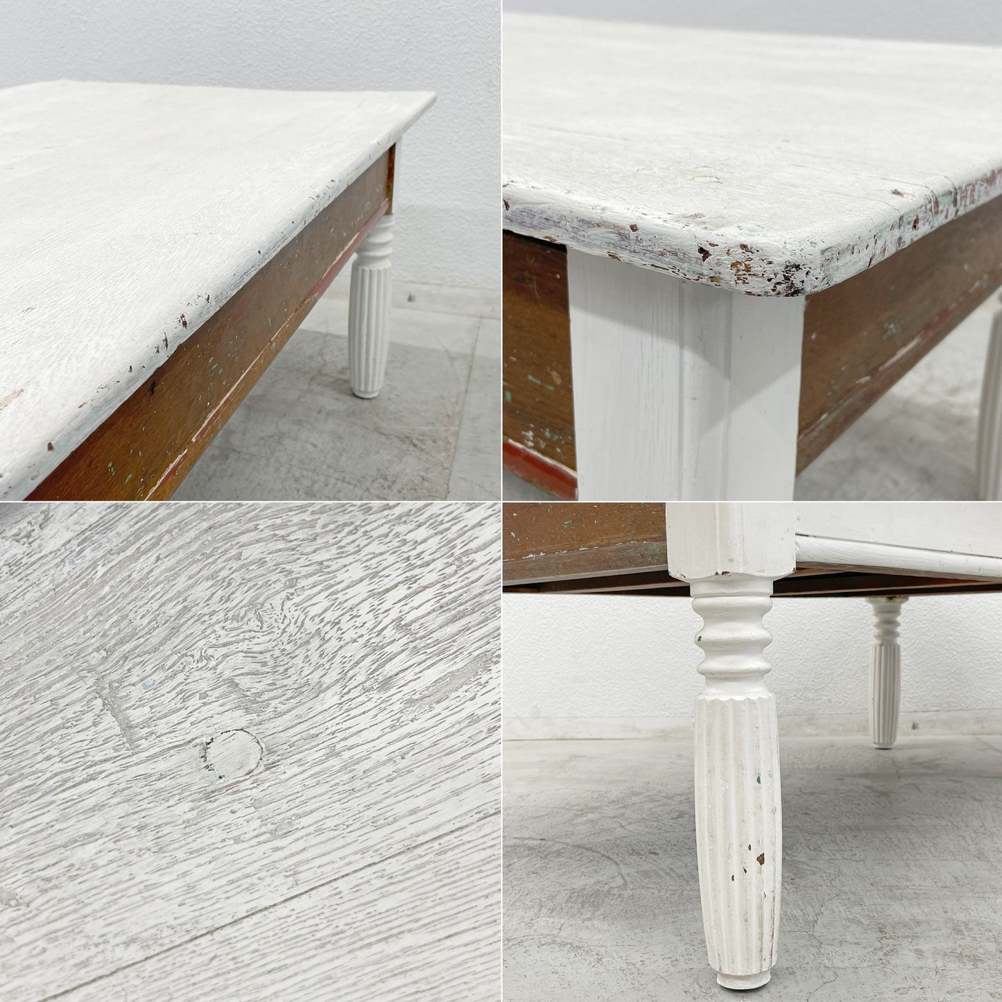 フランスビンテージ シャビーシック ペインテッド センターテーブル French vintage centertable shabby chic  〓