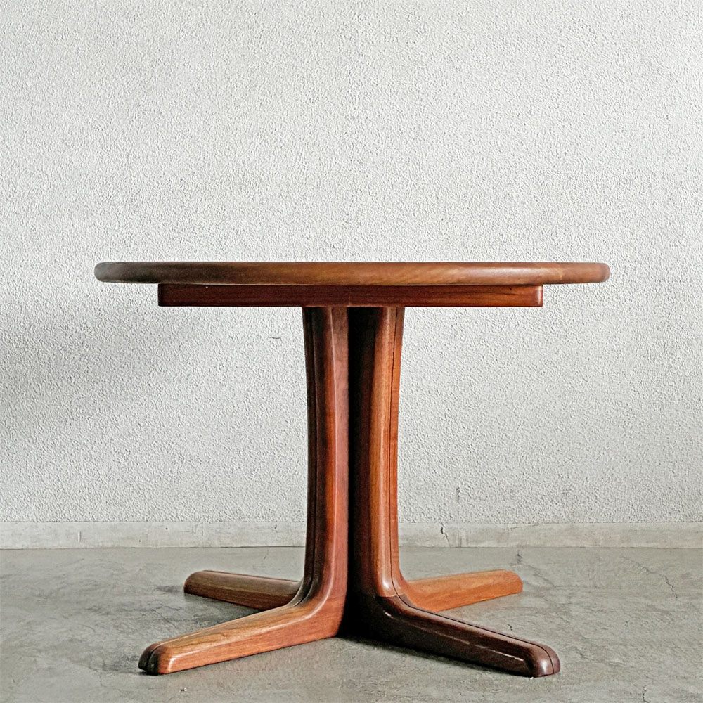 デューロン dyrlund 伸長式 ラウンド ダイニングテーブル チーク無垢材 追加天板欠品 北欧家具 デンマークビンテージ  〓