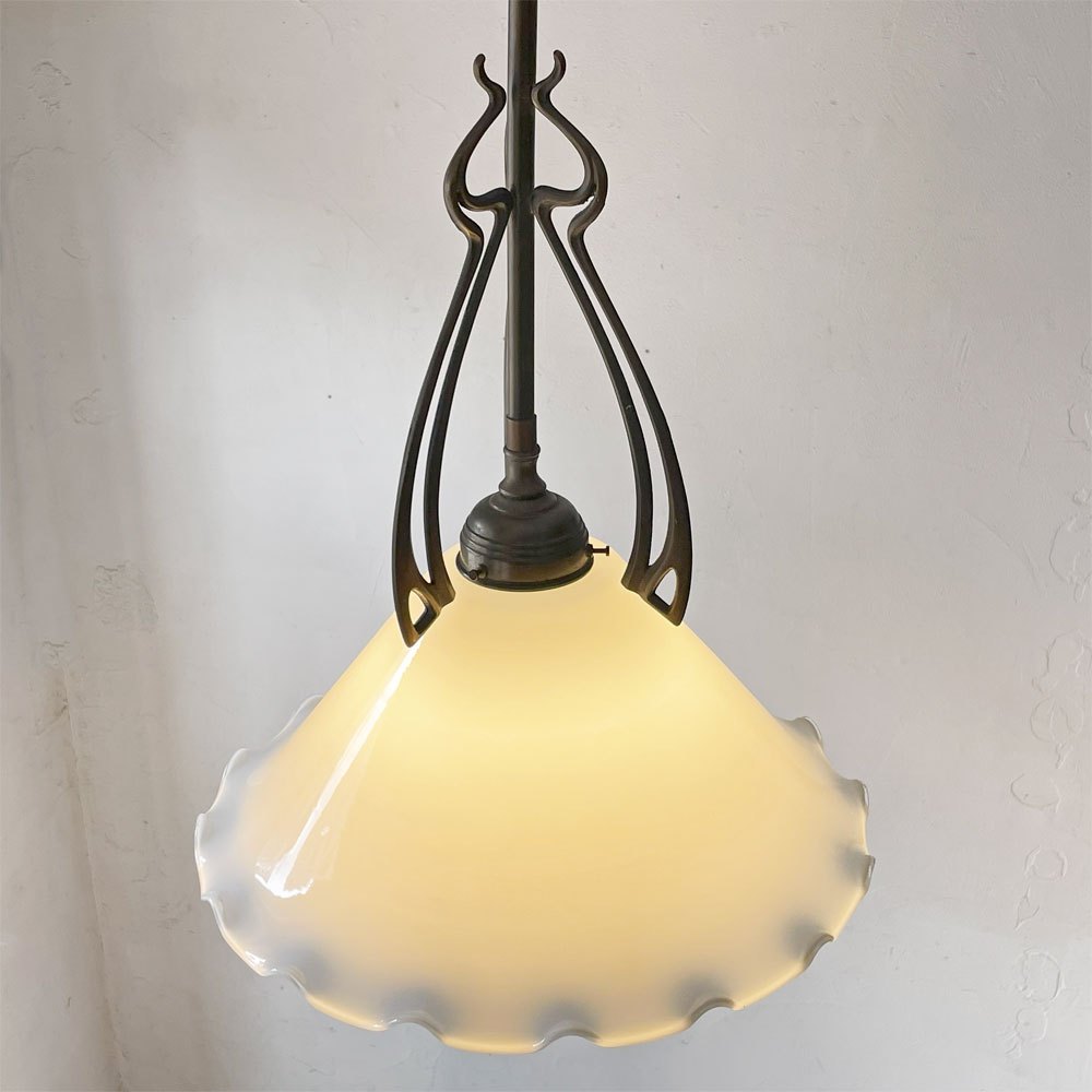 クラシカルスタイル ペンダントライト ミルクガラス アンティーク アールデコ  店舗什器 ★