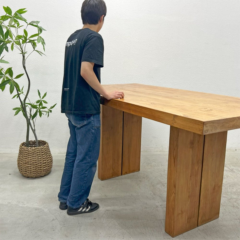 チーク 無垢材 teak wood ハイテーブル カウンター OLD JAVA アジアン スタイル 店舗什器 〓