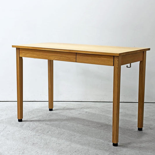 無印良品 MUJI オーク無垢材 パーソナルデスク ワークデスク 事務机 2ドロワー 抽斗付き W110cm ナチュラルデザイン ●