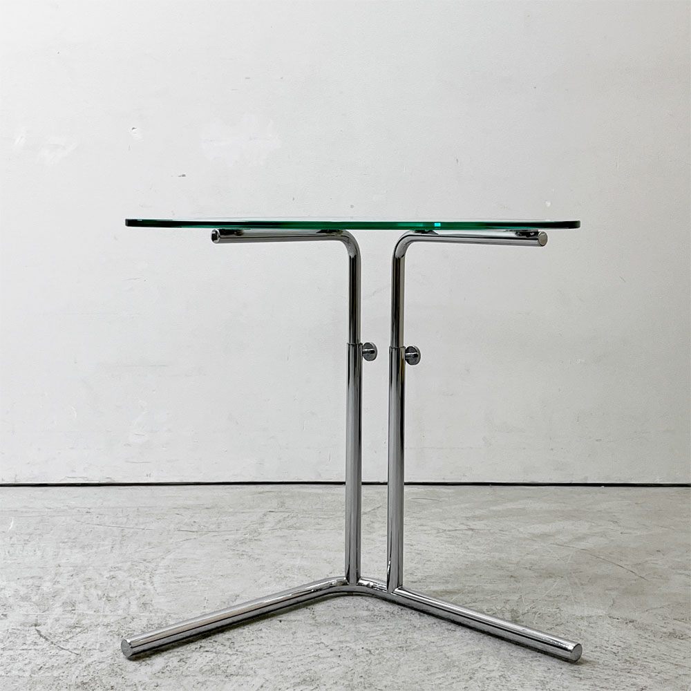 テクタ TECTA K22 サイドテーブル SIDE TABLE ガラス クリア 高さ調整可 アクセル・ブロッホイザー アレキサンダーカルダー ドイツ バウハウス ●