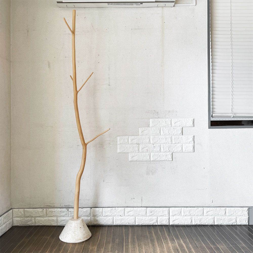 イデー IDEE ウッデンコートツリー Wooden Coat Tree コートスタンド コートハンガー タマリン材×マクタン石 H183cm 定価￥33,000- ◎