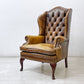ロイズアンティークス Lloyd's Antiques リプロダクションシリーズ チェスターフィールド Q/Aウイングバックチェア 1シーターソファ 本革 猫脚 ●