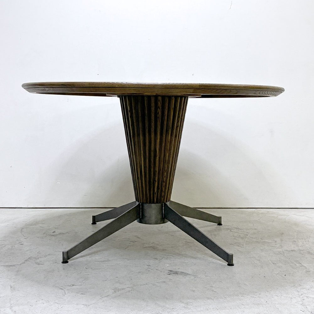 クラッシュゲート CRASH GATE ノットアンティークス Knot antiques リボーン REBORN ダイニングテーブル ラウンド オーク材 スチール Φ120cm インダストリアルテイスト ●