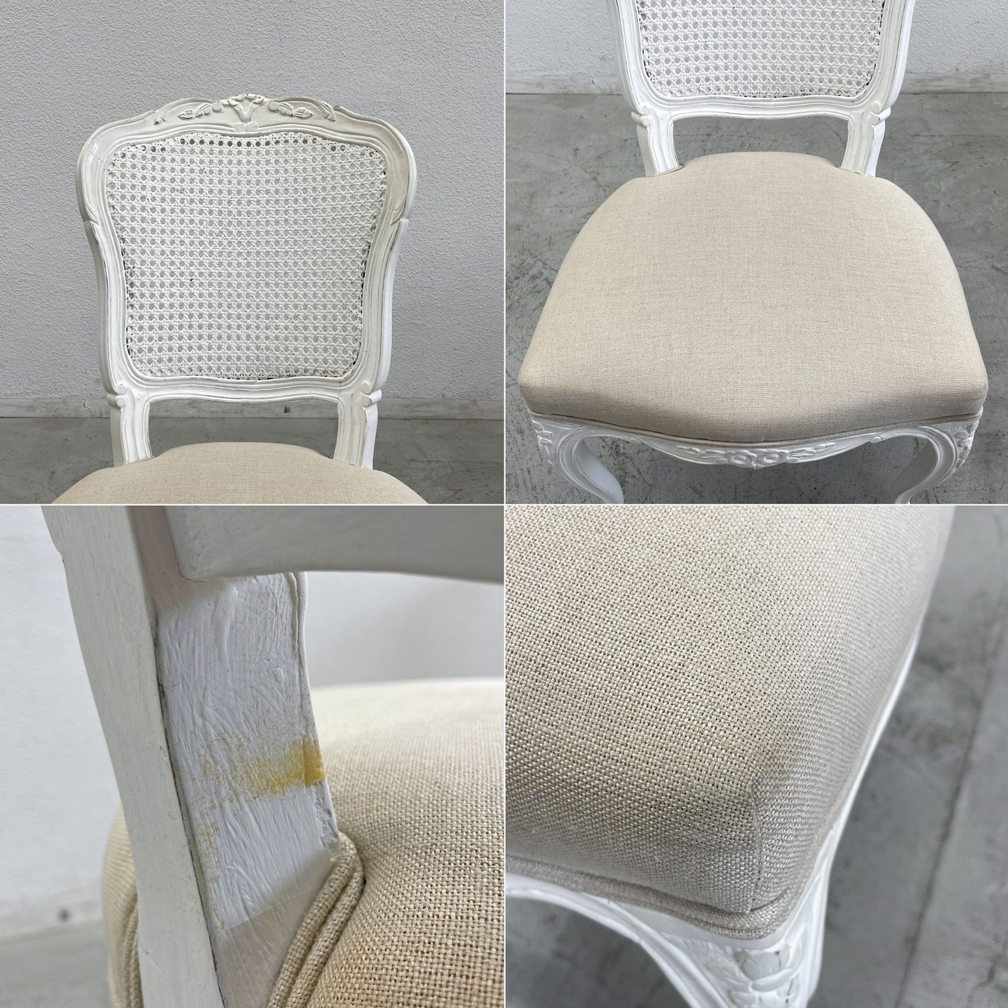 サラグレース Sarah Grace SGD デビュー ダイニングチェア DEBUT DINING CHAIR CHARM BD WHITE&NATURAL LINEN ラタンバック アンティーク風 オーク材 参考価格約55,000円 C〓